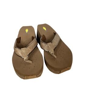 Volatile Wedge Platform Flip Flop Sandals Tan 9